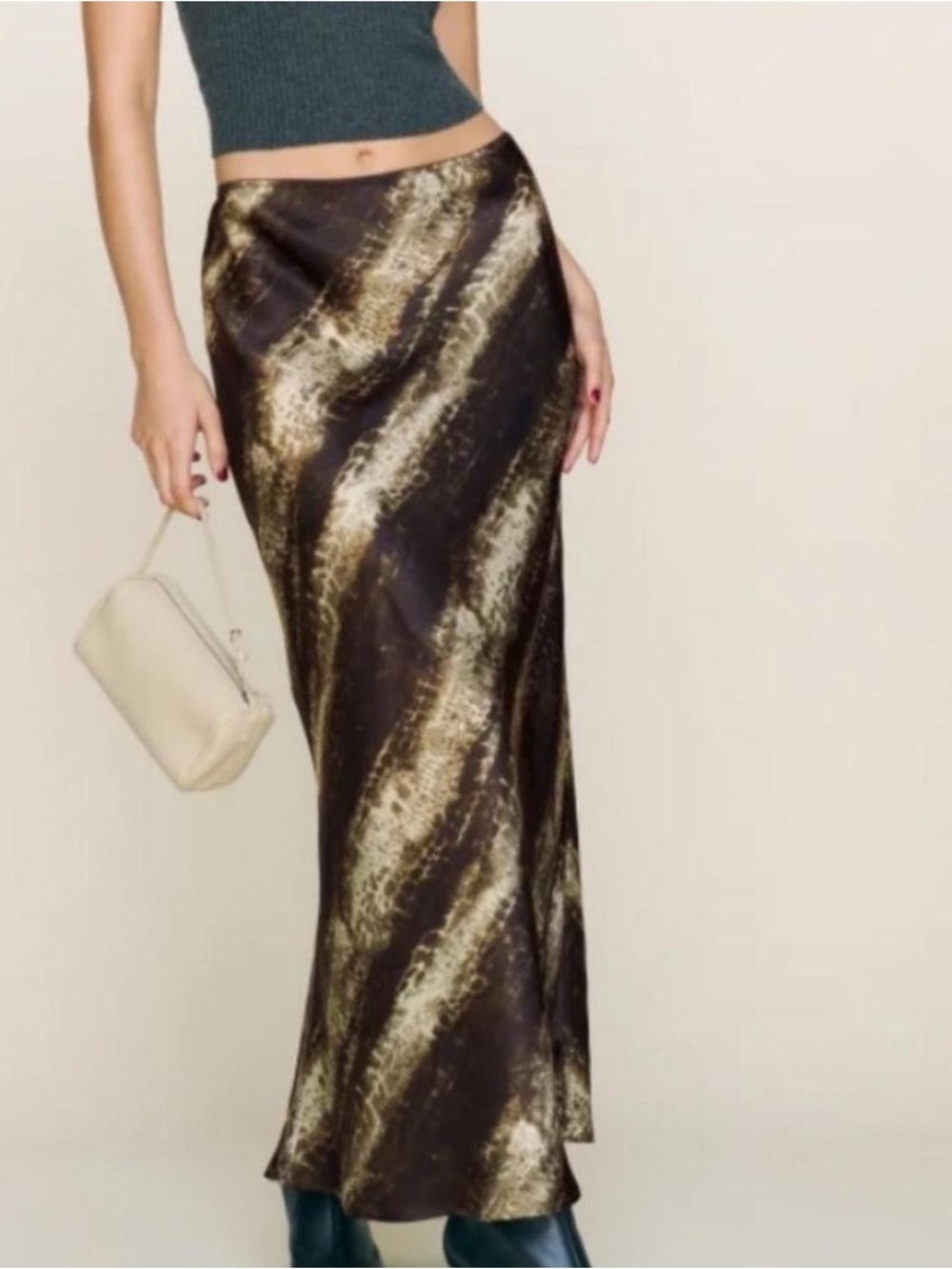 Reformation Layla Silk Skirt in Anaconda